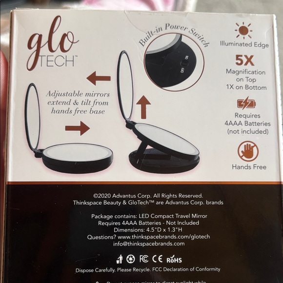 Glo Tech LED Compact Travel Mirror - Picture 2 of 2